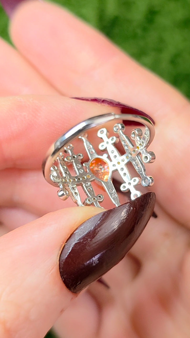 Golden Sunstone Blades Ring A