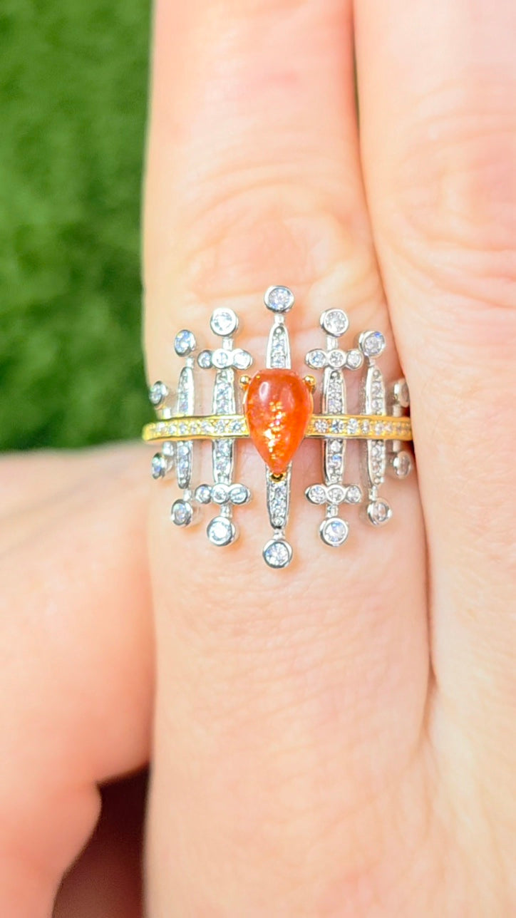 Golden Sunstone Blades Ring A