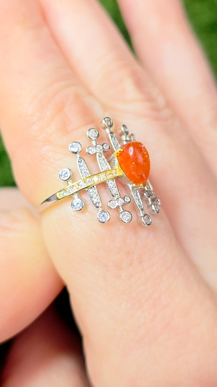 Golden Sunstone Blades Ring A