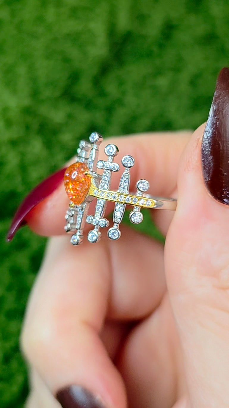 Golden Sunstone Blades Ring B