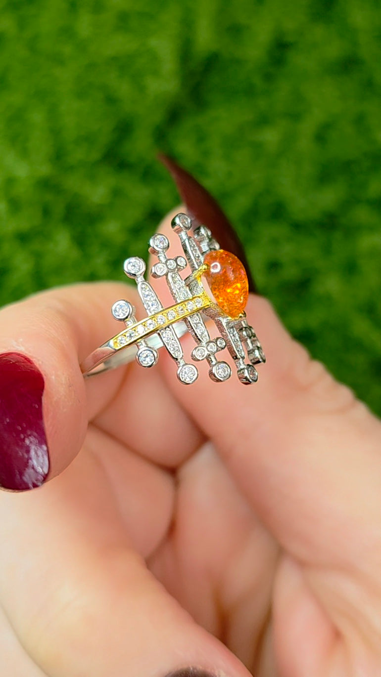 Golden Sunstone Blades Ring B