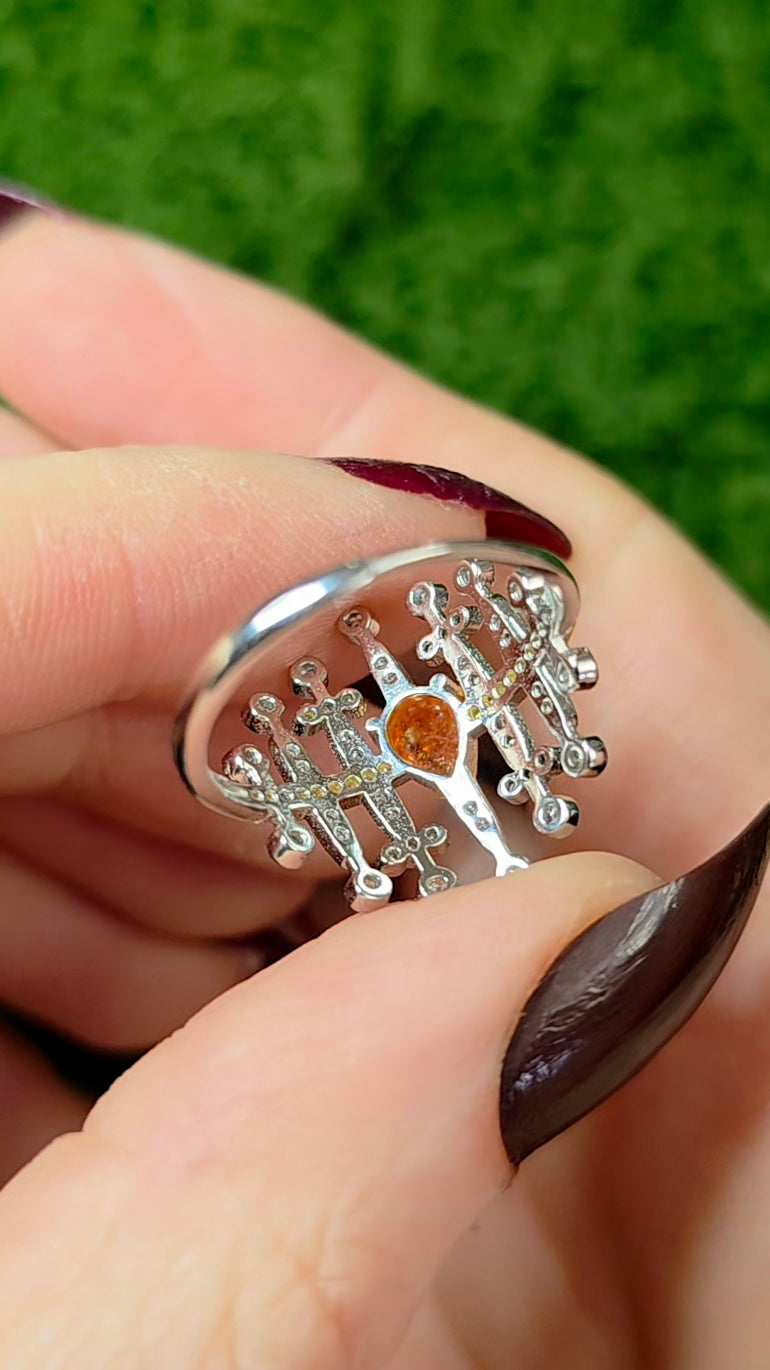 Golden Sunstone Blades Ring B