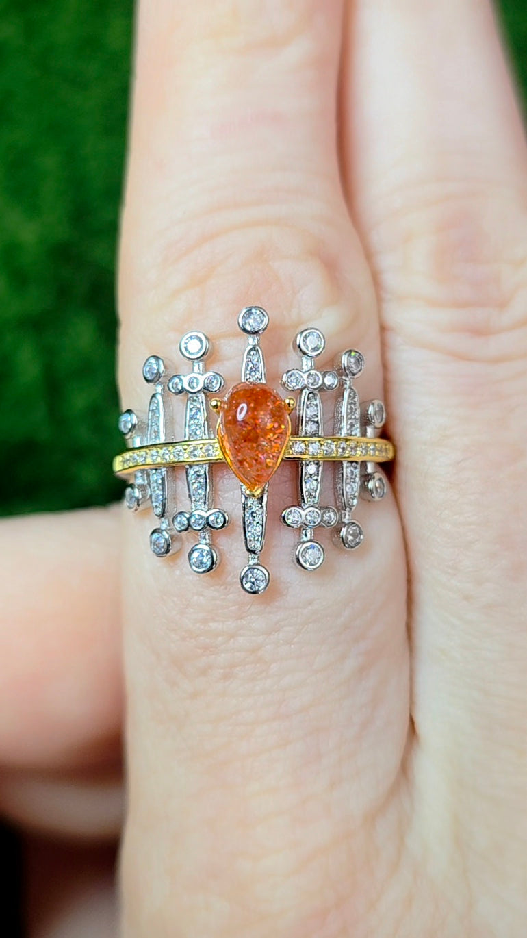 Golden Sunstone Blades Ring B