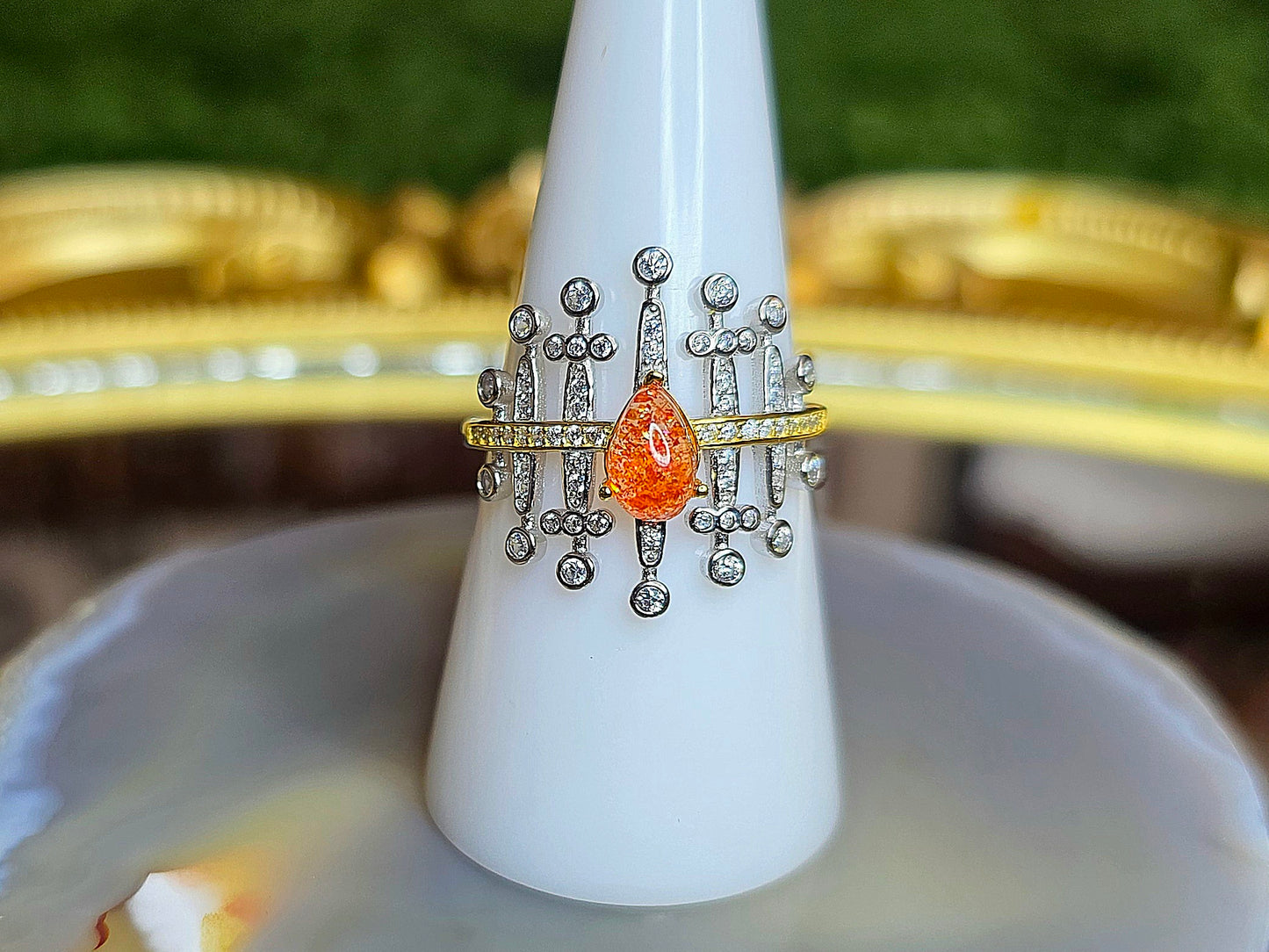 Golden Sunstone Blades Ring B