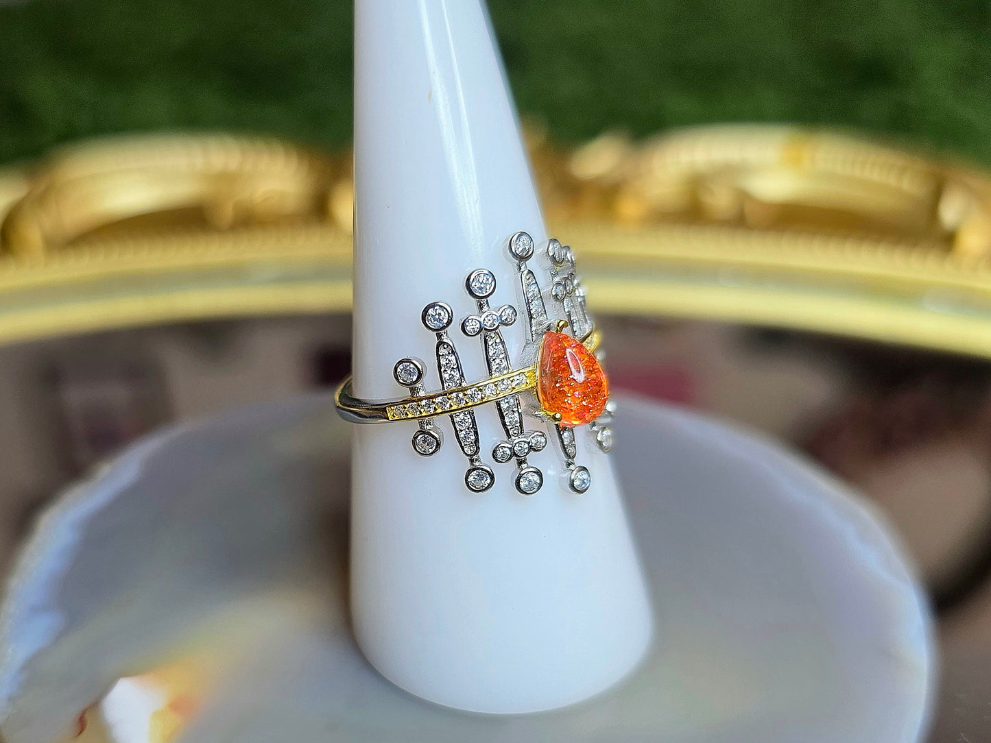 Golden Sunstone Blades Ring B