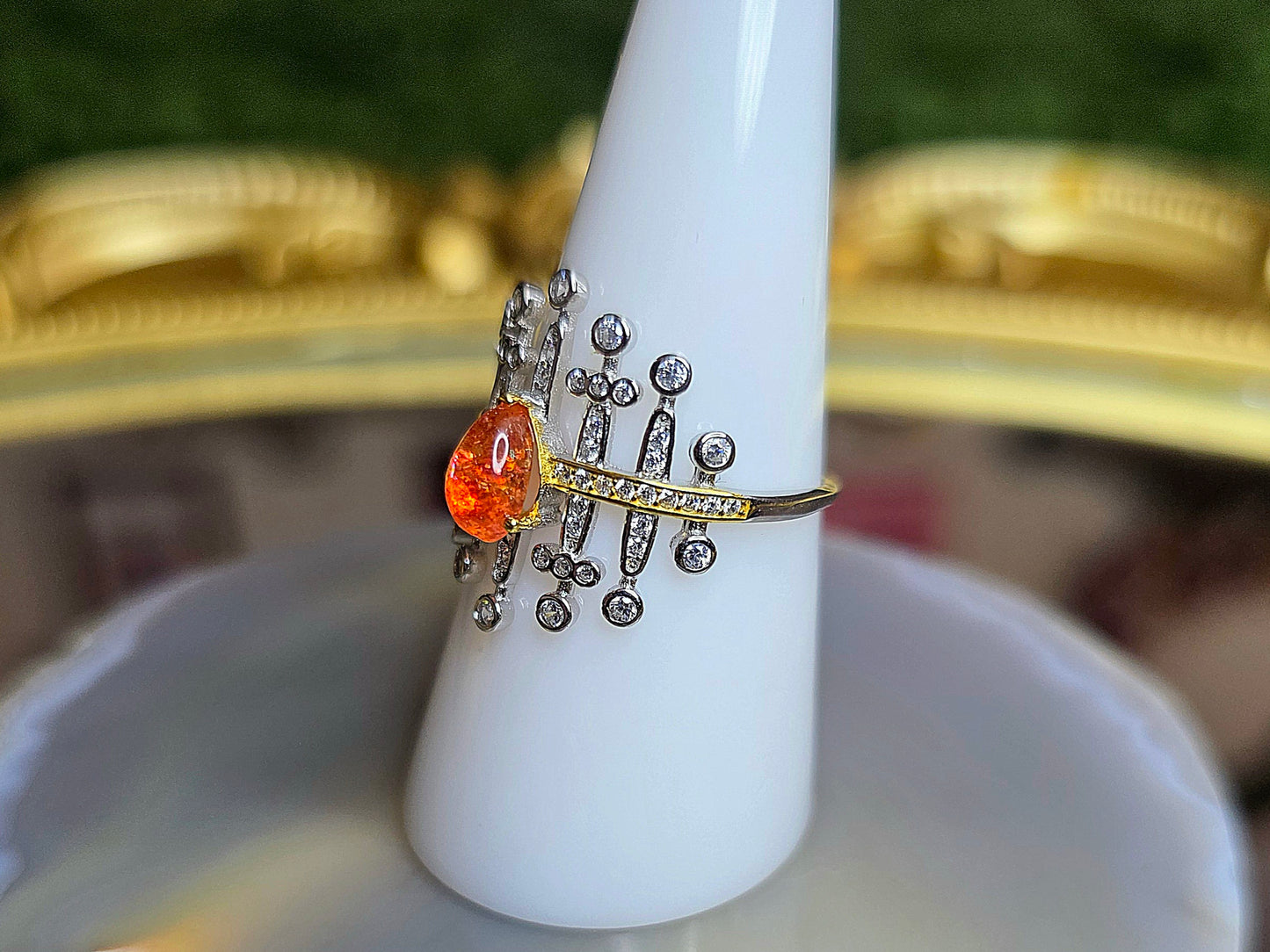 Golden Sunstone Blades Ring B