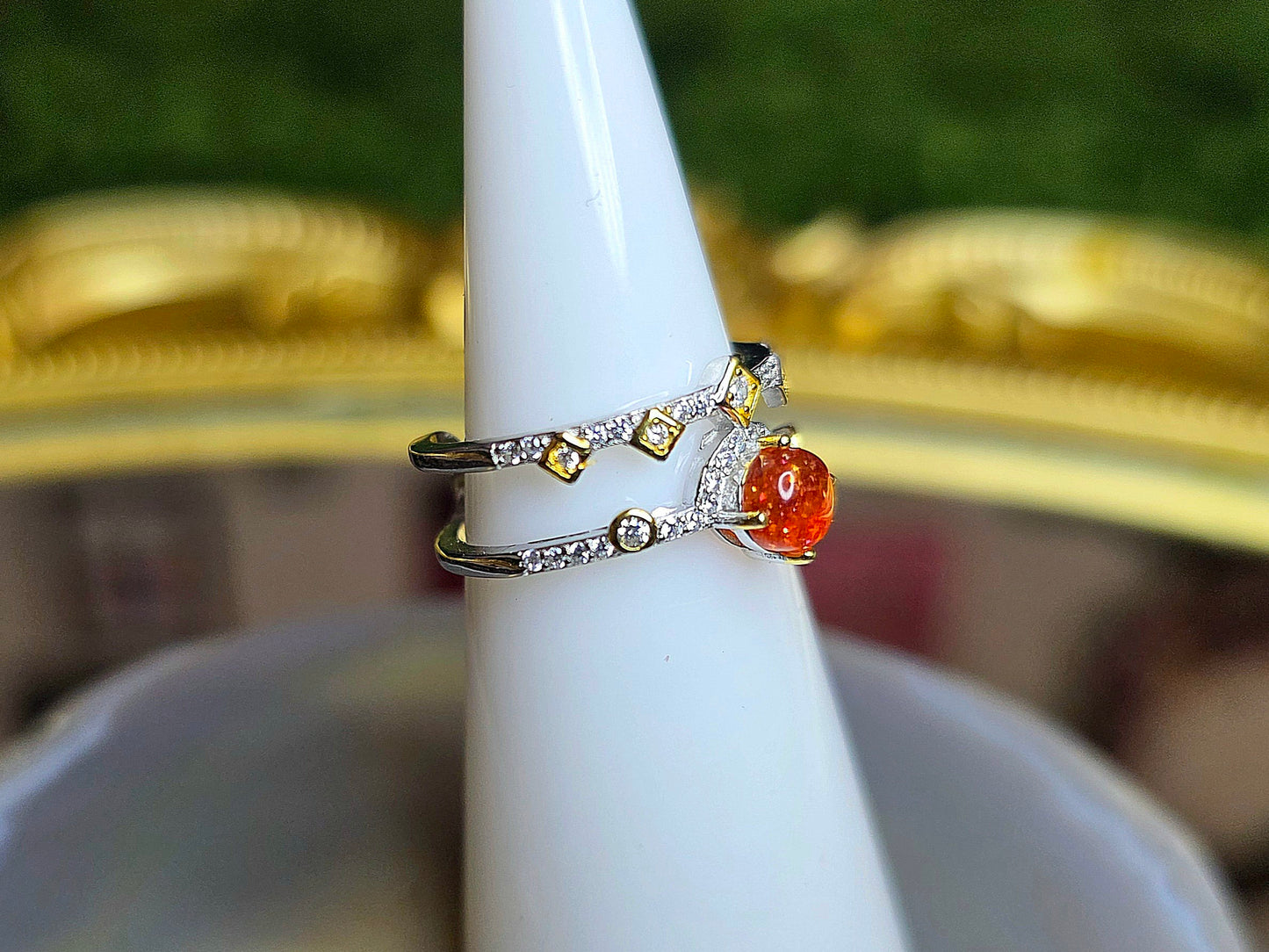 Golden Sunstone Double Ring A