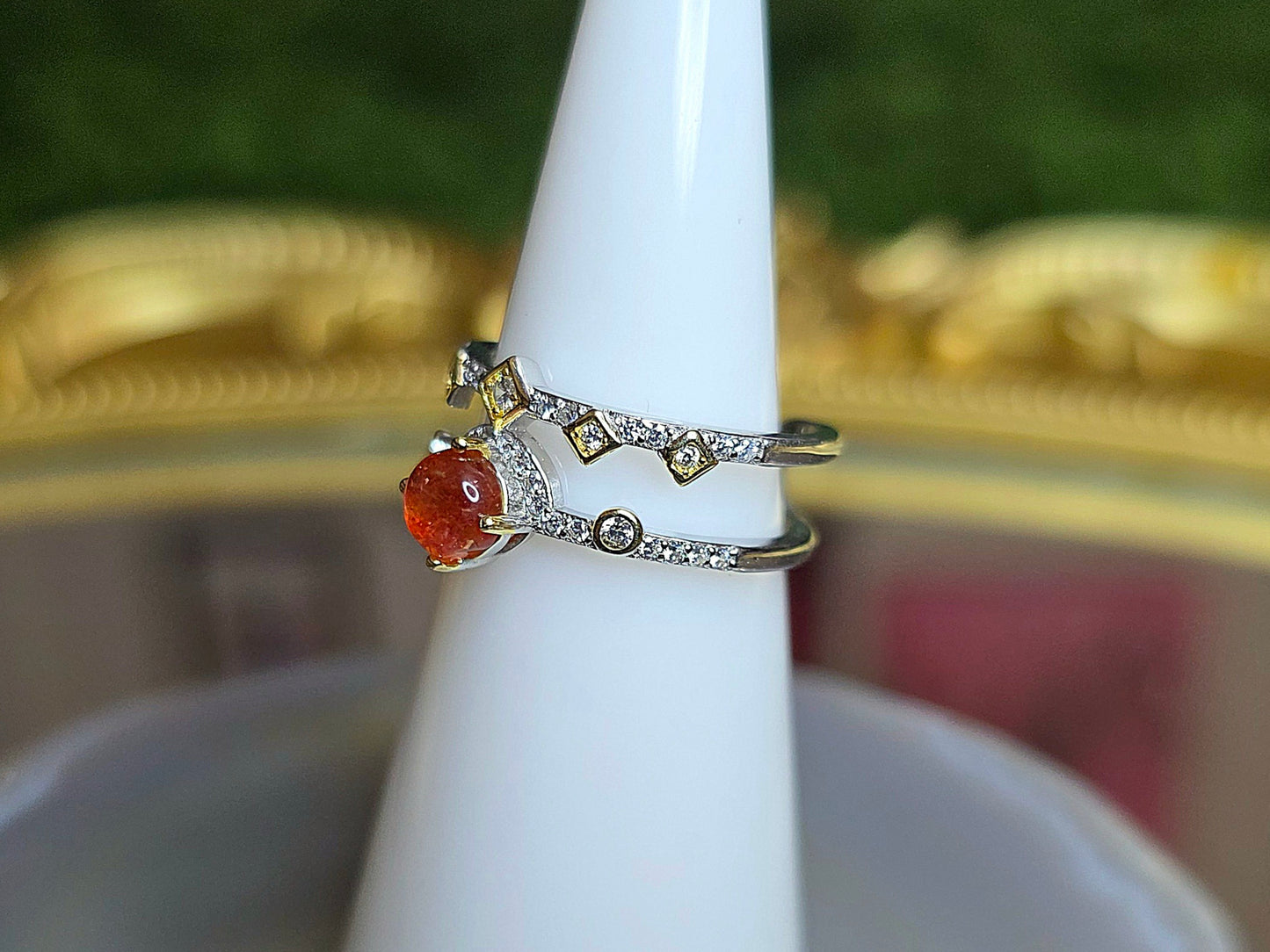 Golden Sunstone Double Ring A