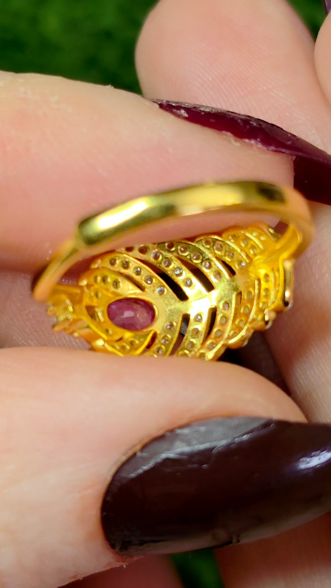 Pink Sapphire Feather Ring