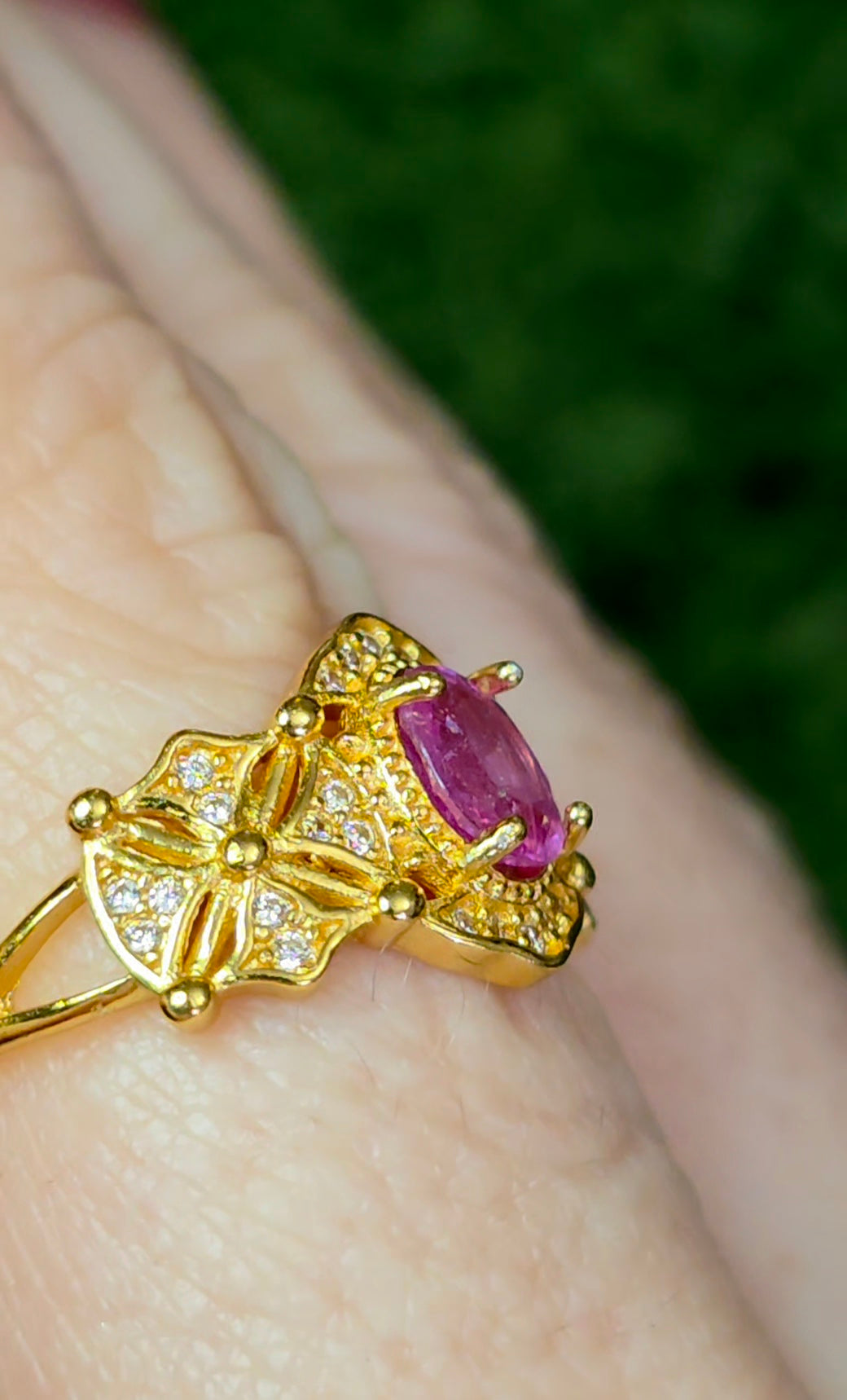 Pink Sapphire Geometric Ring