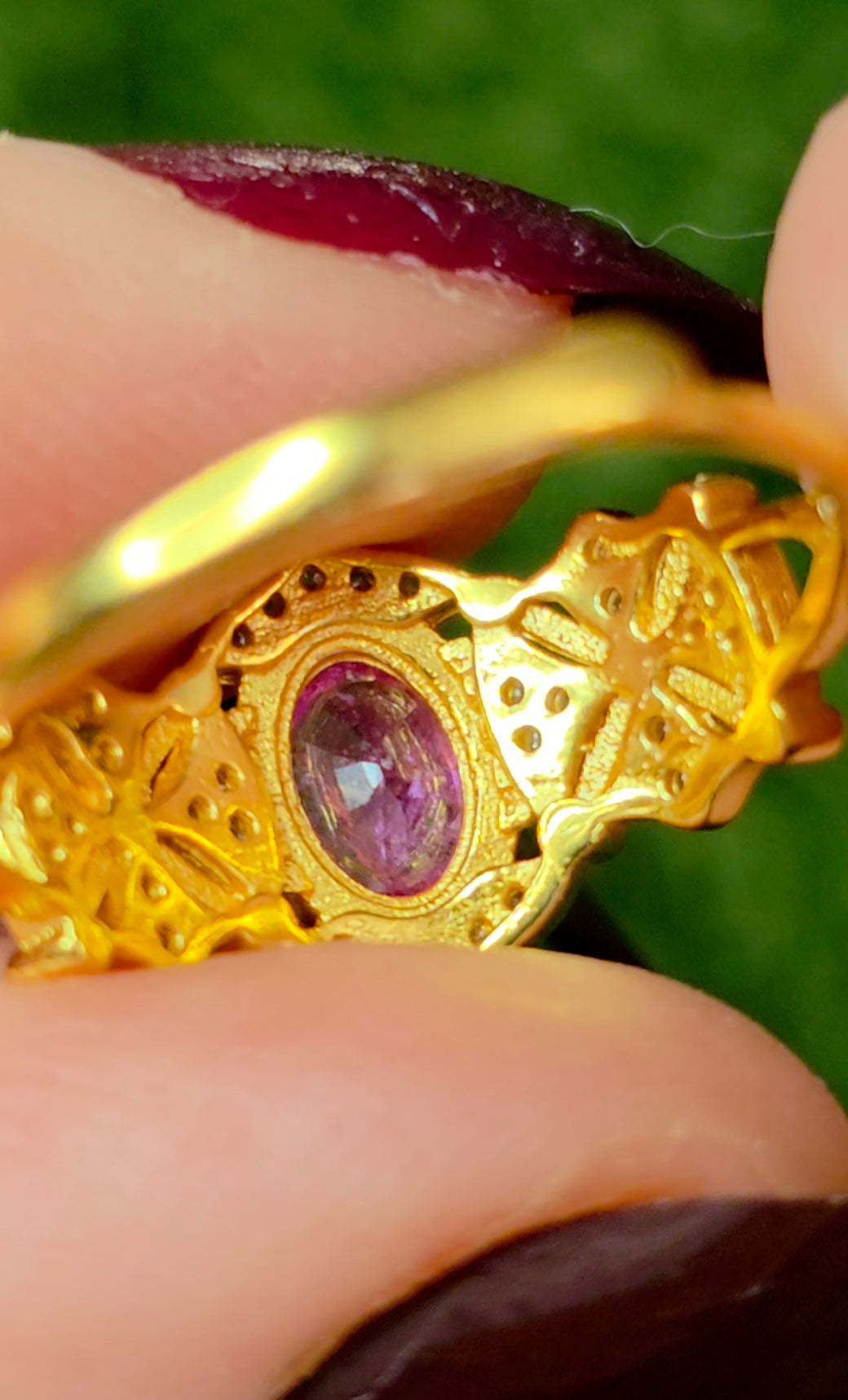 Pink Sapphire Geometric Ring