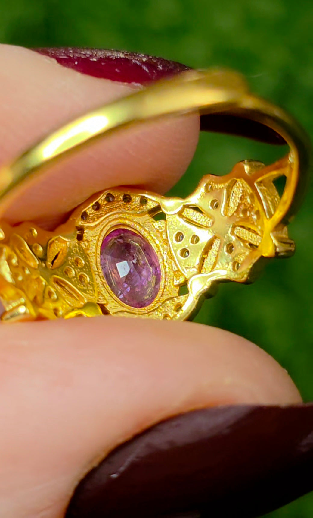 Pink Sapphire Geometric Ring