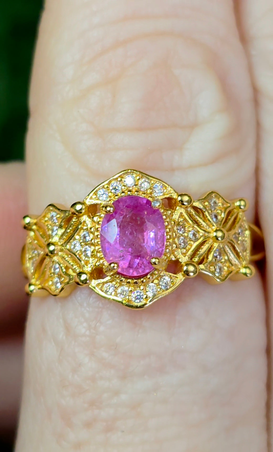 Pink Sapphire Geometric Ring
