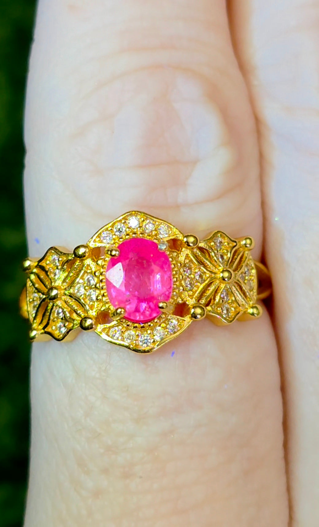 Pink Sapphire Geometric Ring