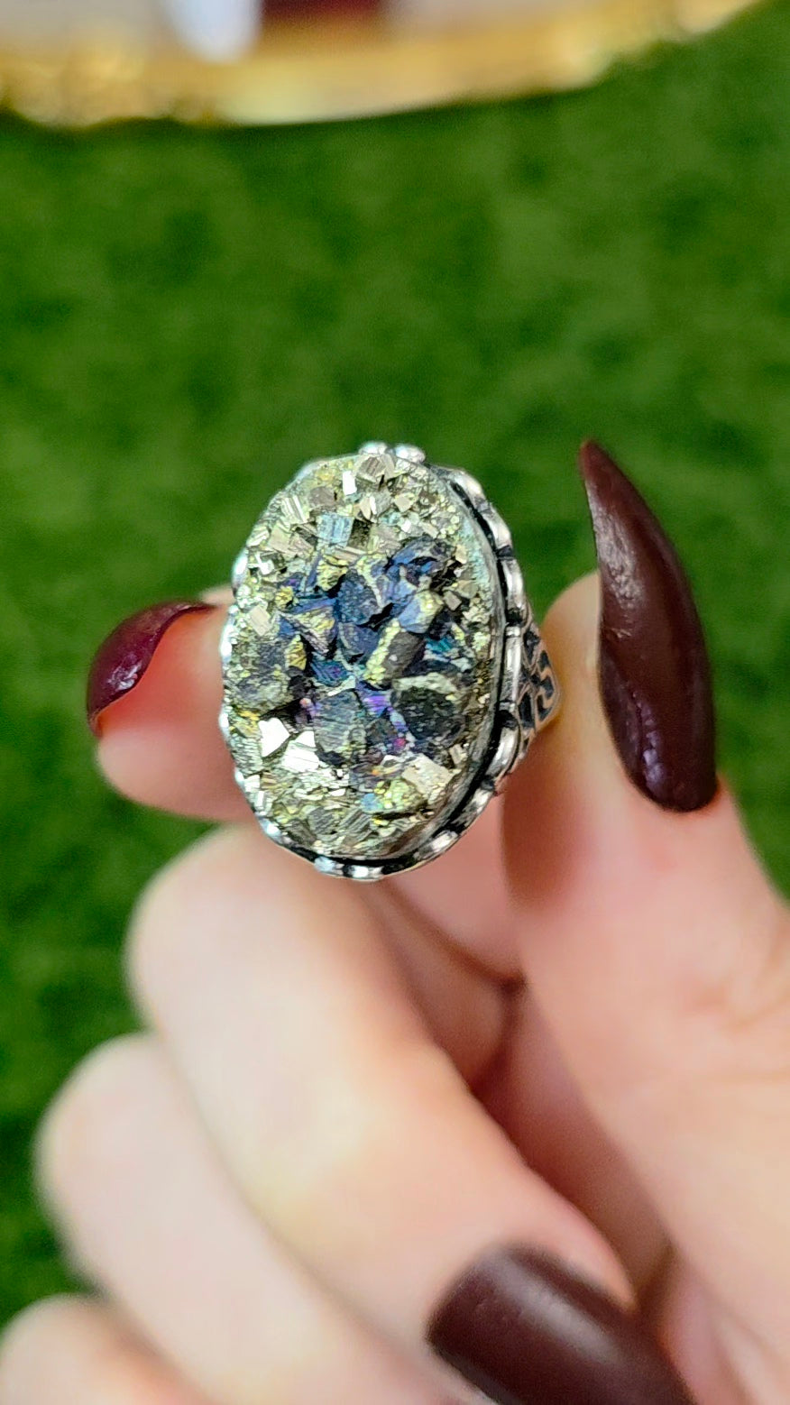 Druzy Pyrite Ring