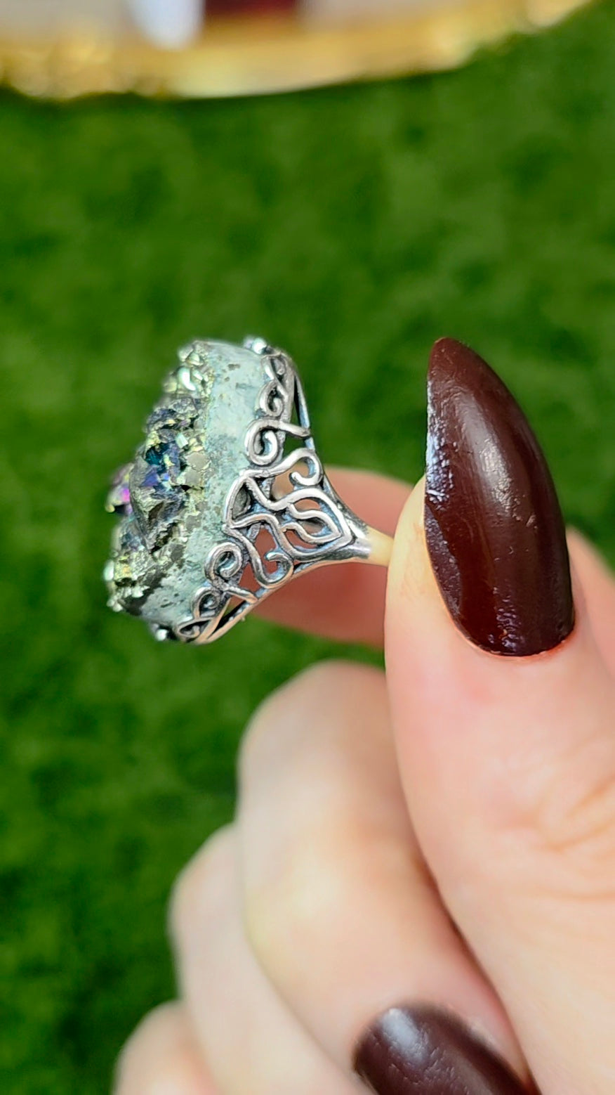 Druzy Pyrite Ring
