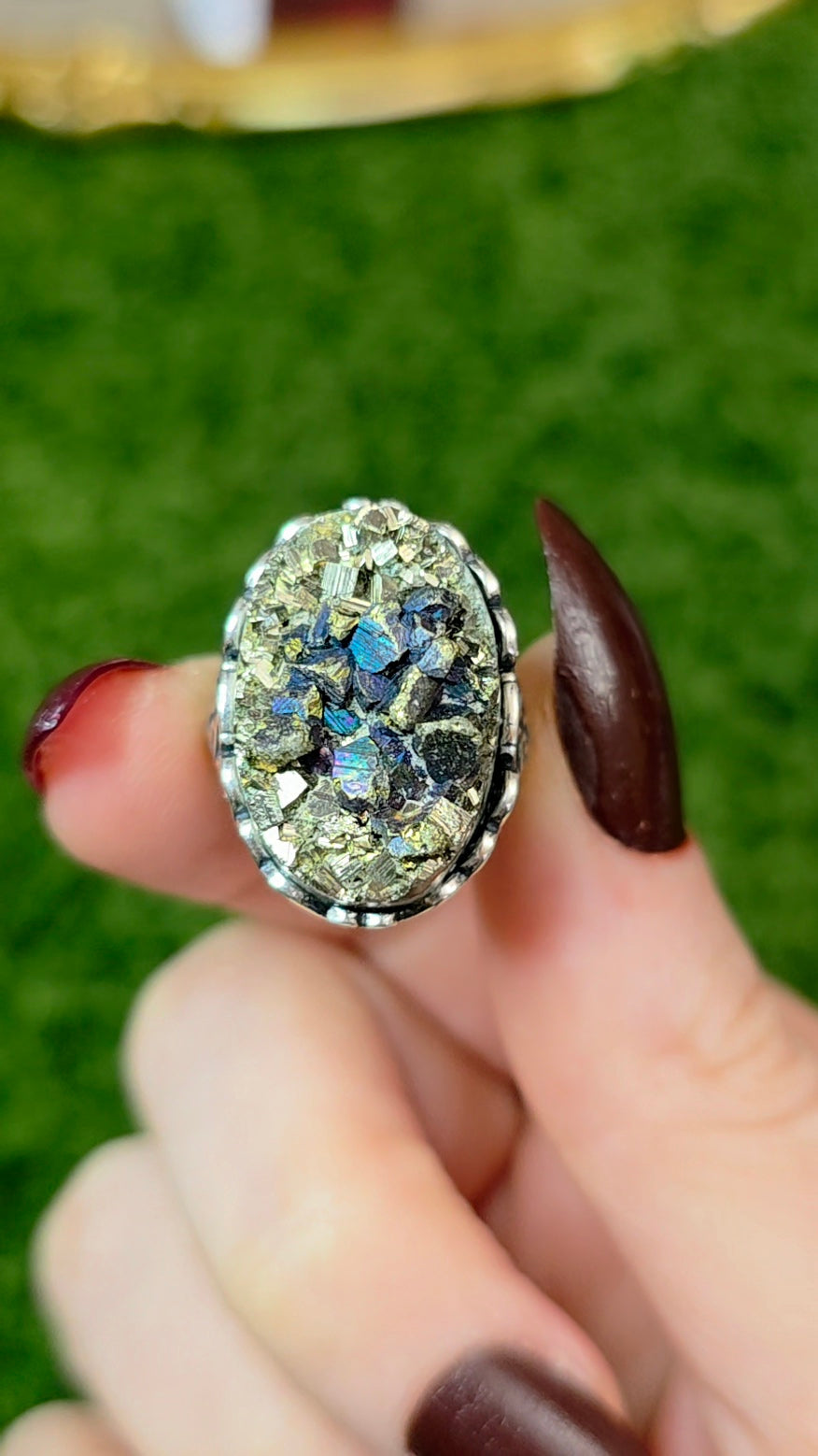 Druzy Pyrite Ring