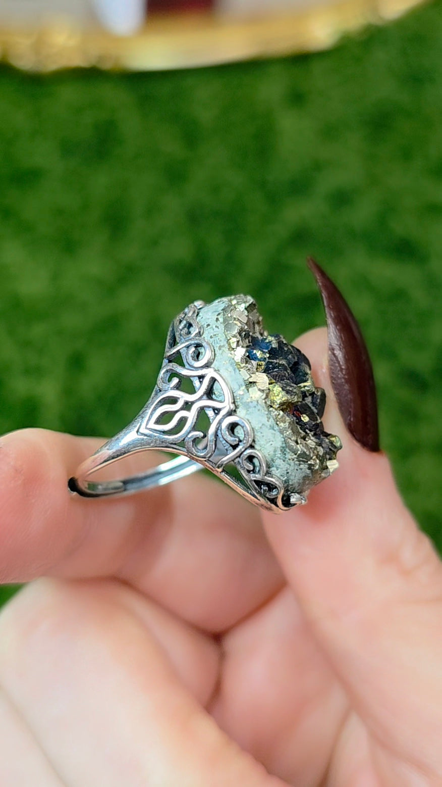 Druzy Pyrite Ring