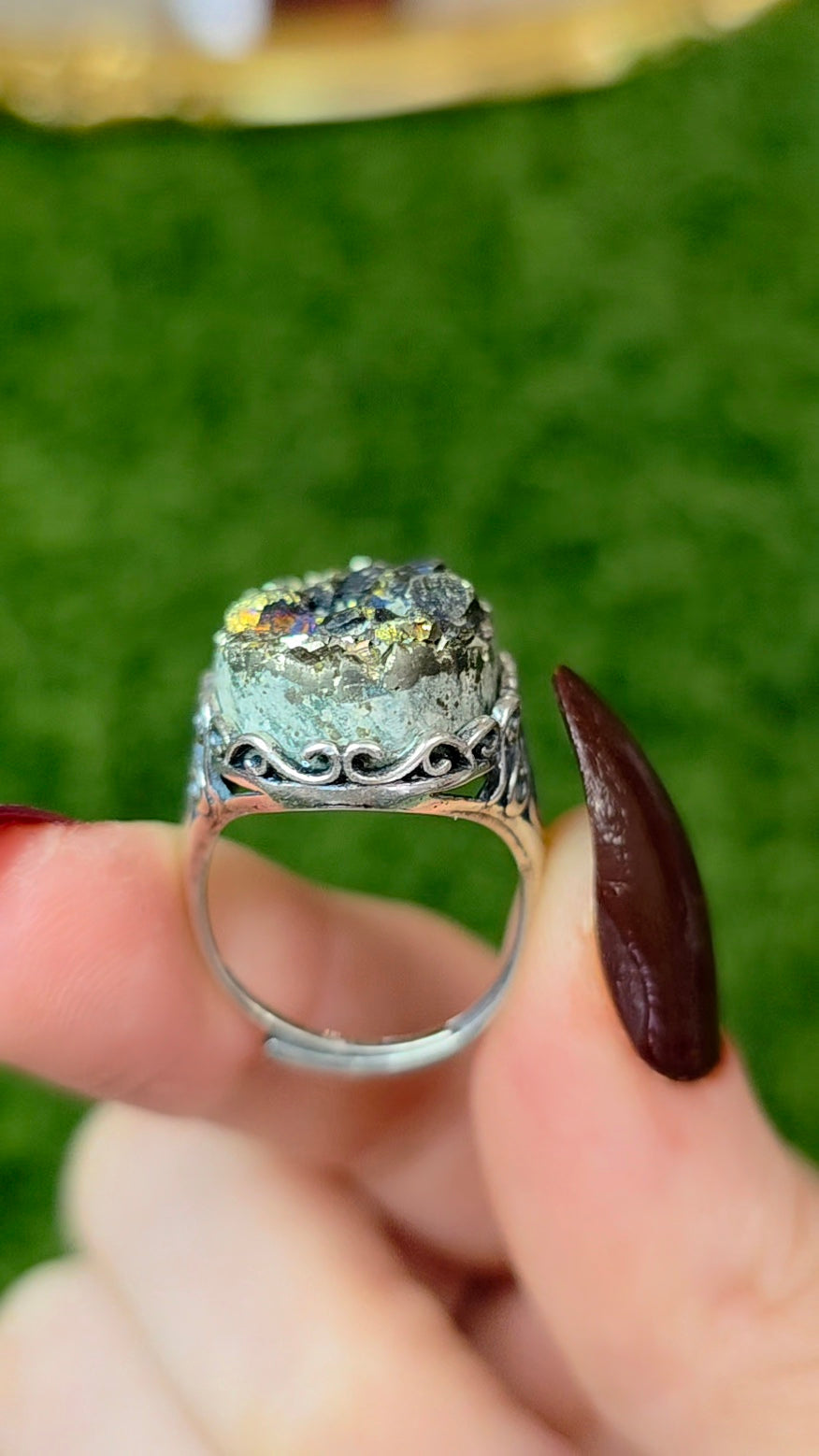 Druzy Pyrite Ring
