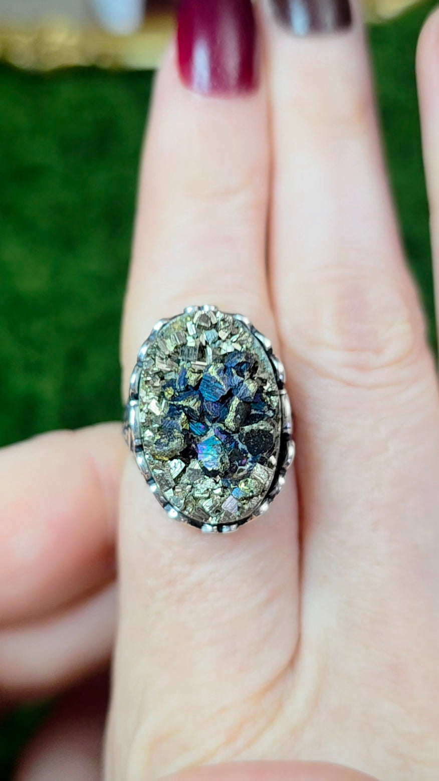 Druzy Pyrite Ring