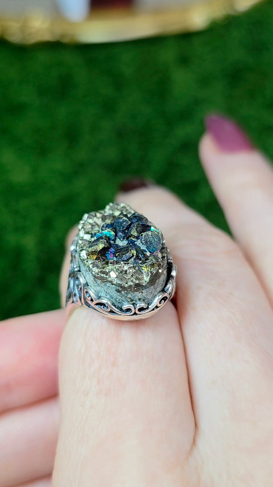 Druzy Pyrite Ring
