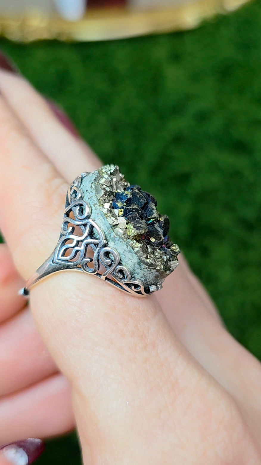 Druzy Pyrite Ring
