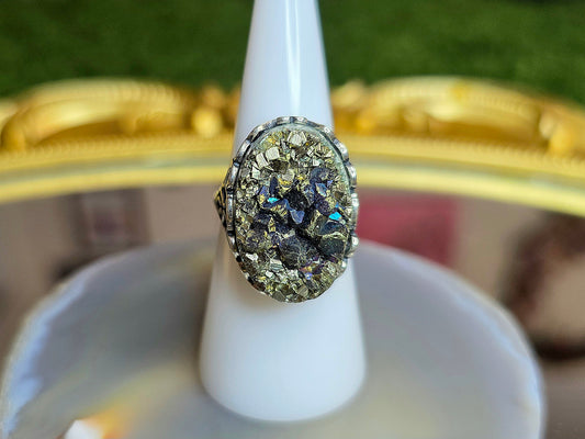 Druzy Pyrite Ring