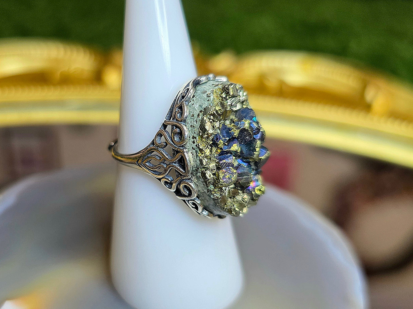 Druzy Pyrite Ring