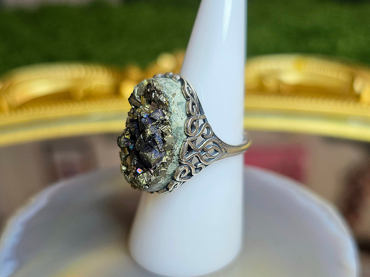 Druzy Pyrite Ring