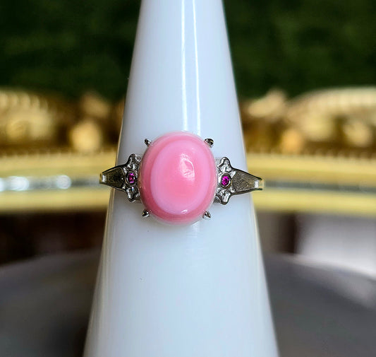 Pink Conch Shell and Ruby Ring