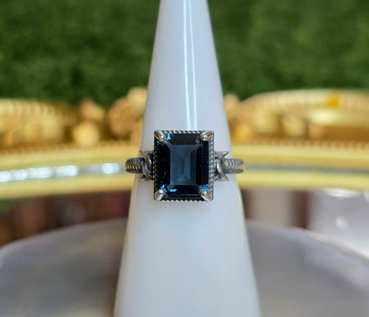 Emerald Cut London Blue Topaz Ring