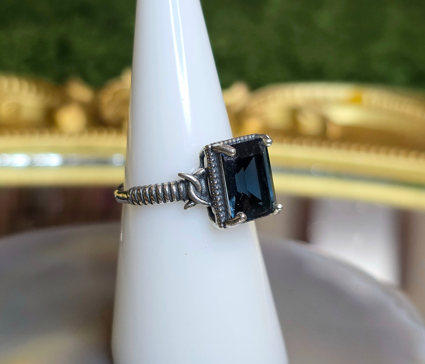 Emerald Cut London Blue Topaz Ring