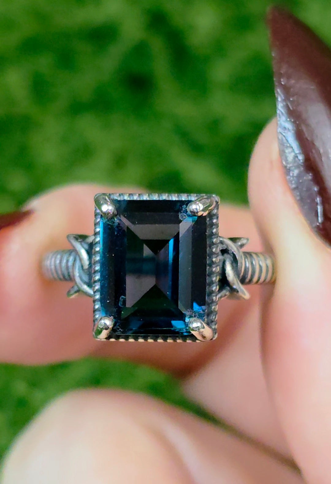 Emerald Cut London Blue Topaz Ring