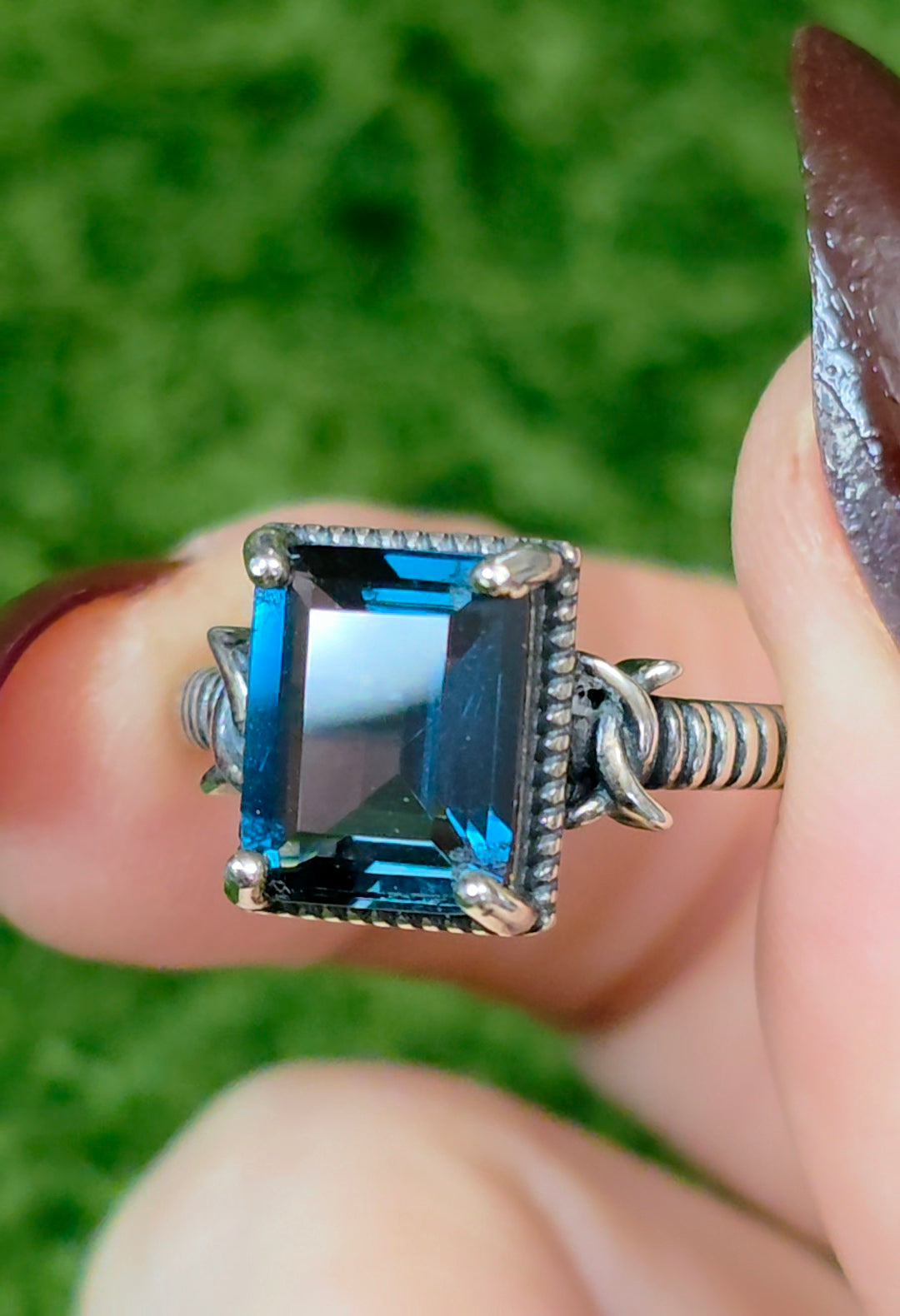 Emerald Cut London Blue Topaz Ring