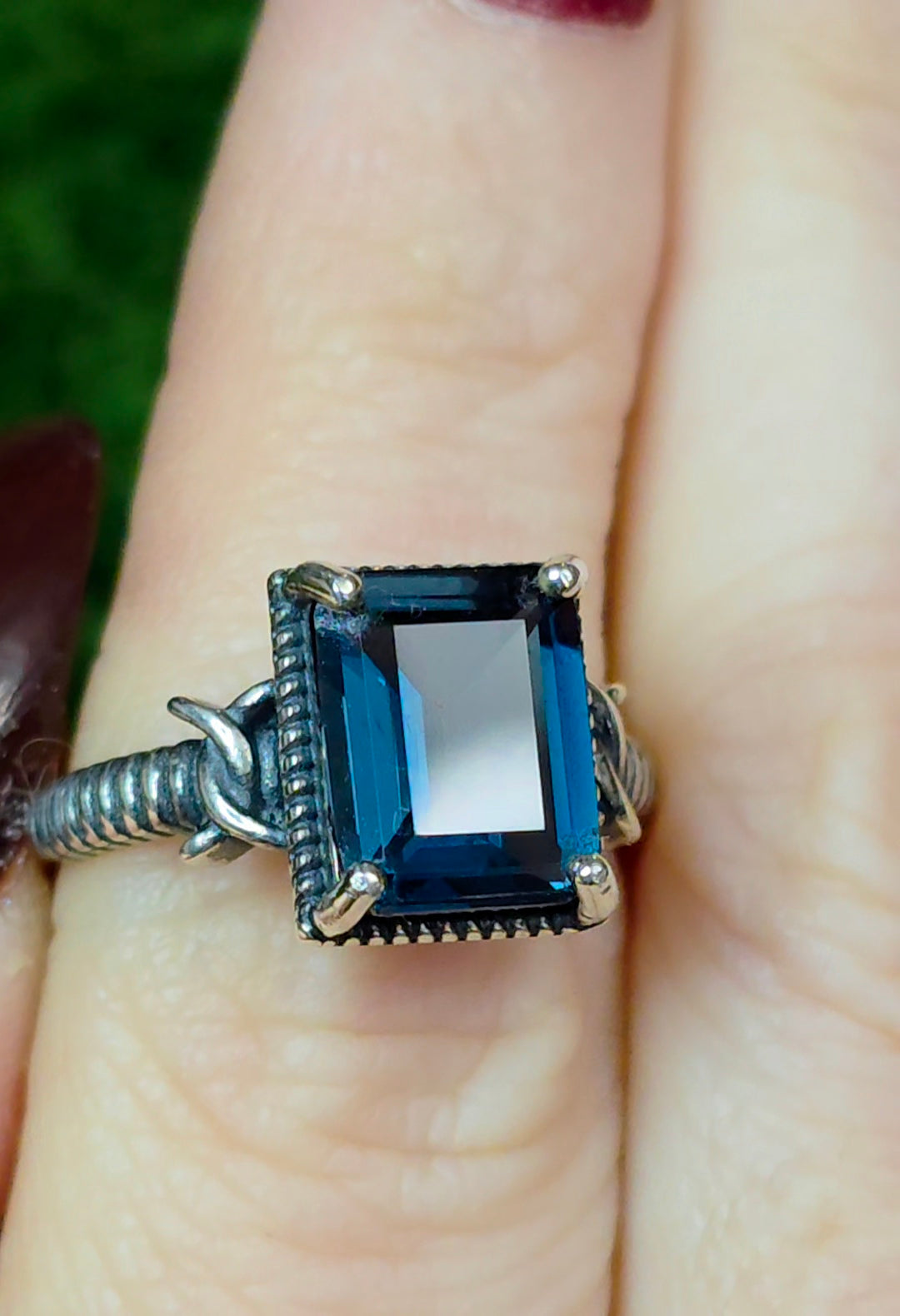 Emerald Cut London Blue Topaz Ring