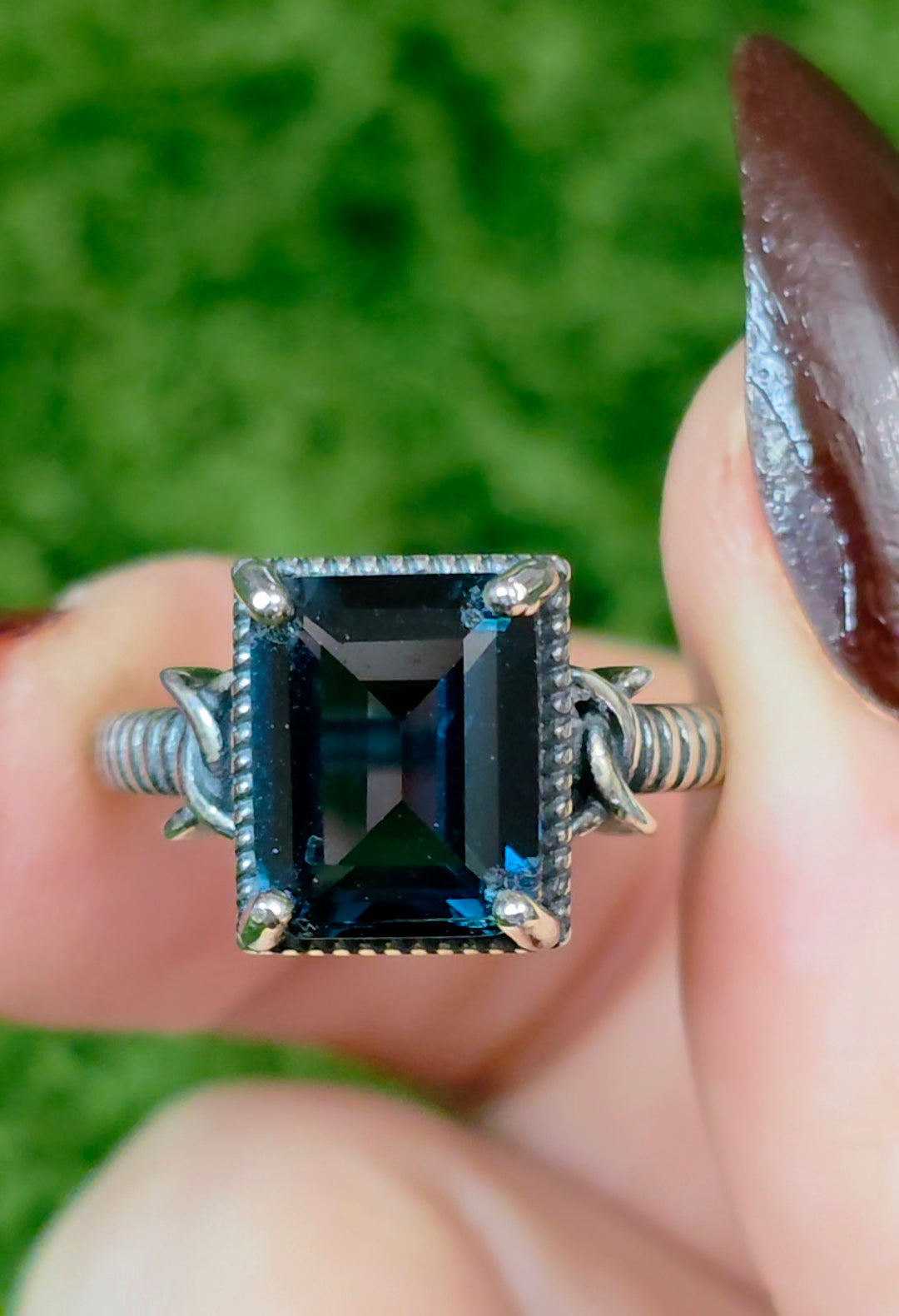 Emerald Cut London Blue Topaz Ring