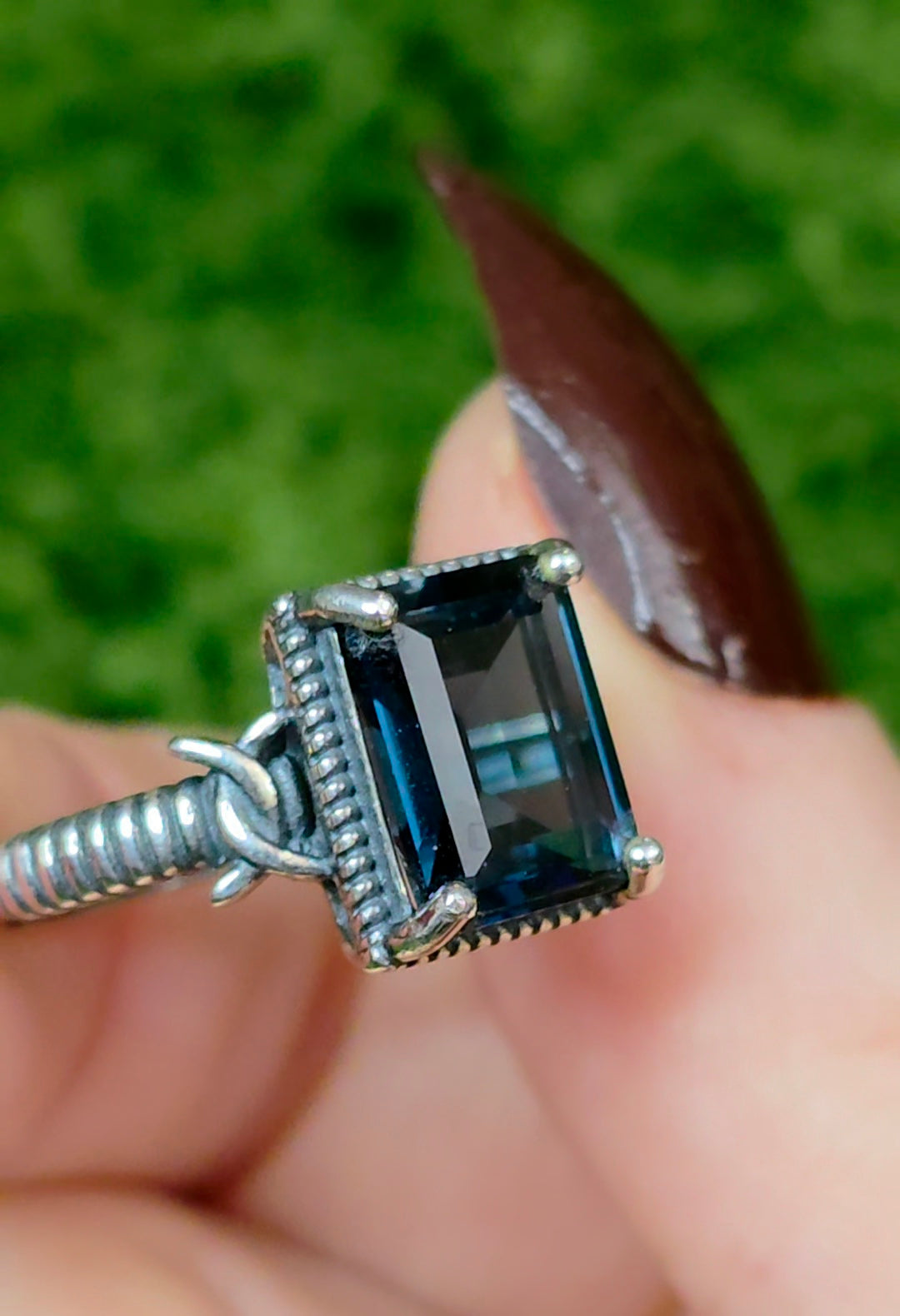 Emerald Cut London Blue Topaz Ring
