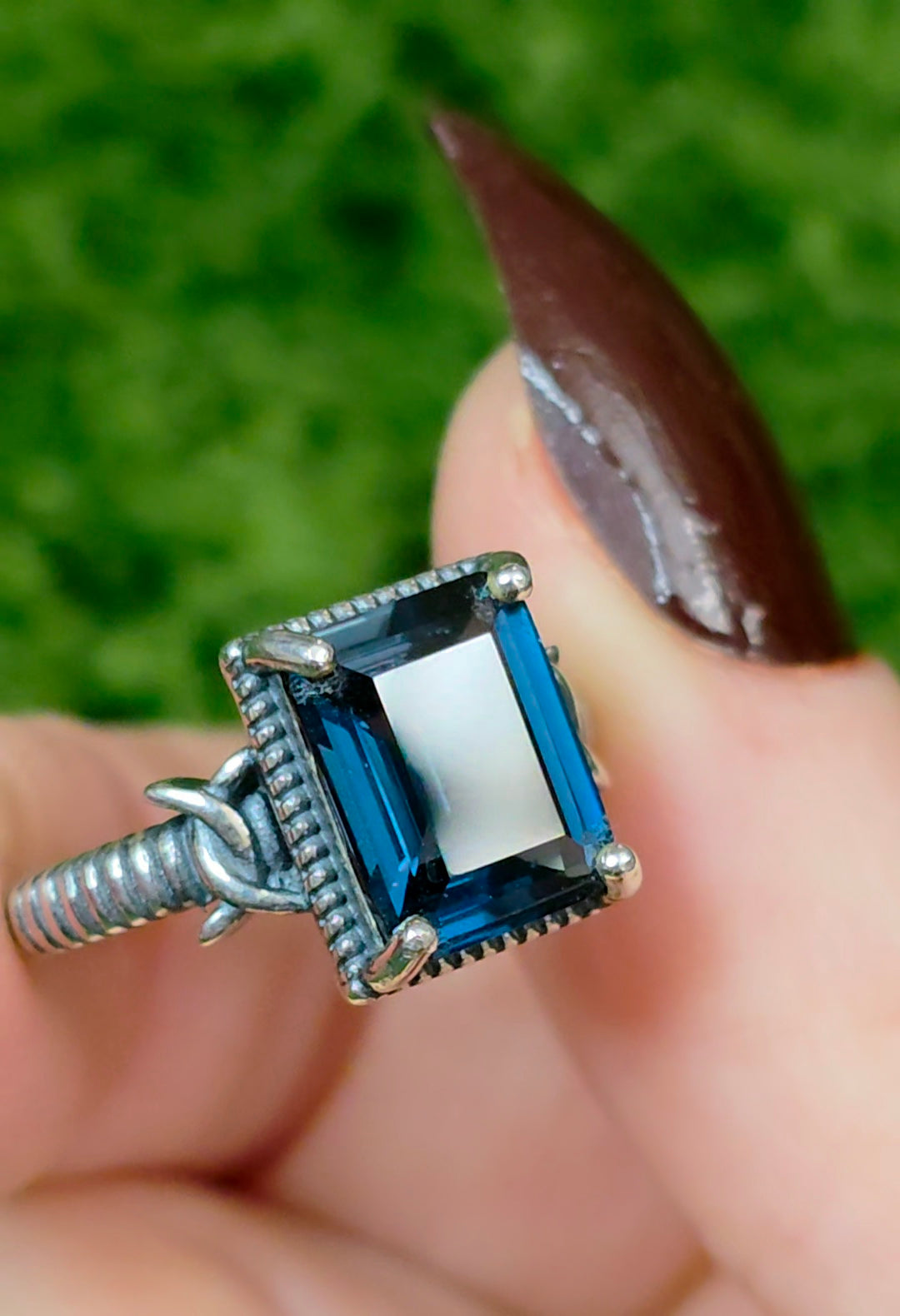 Emerald Cut London Blue Topaz Ring