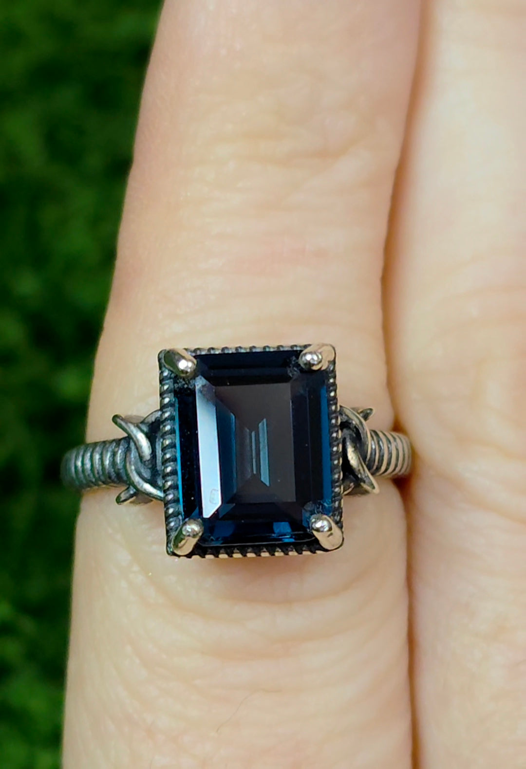 Emerald Cut London Blue Topaz Ring