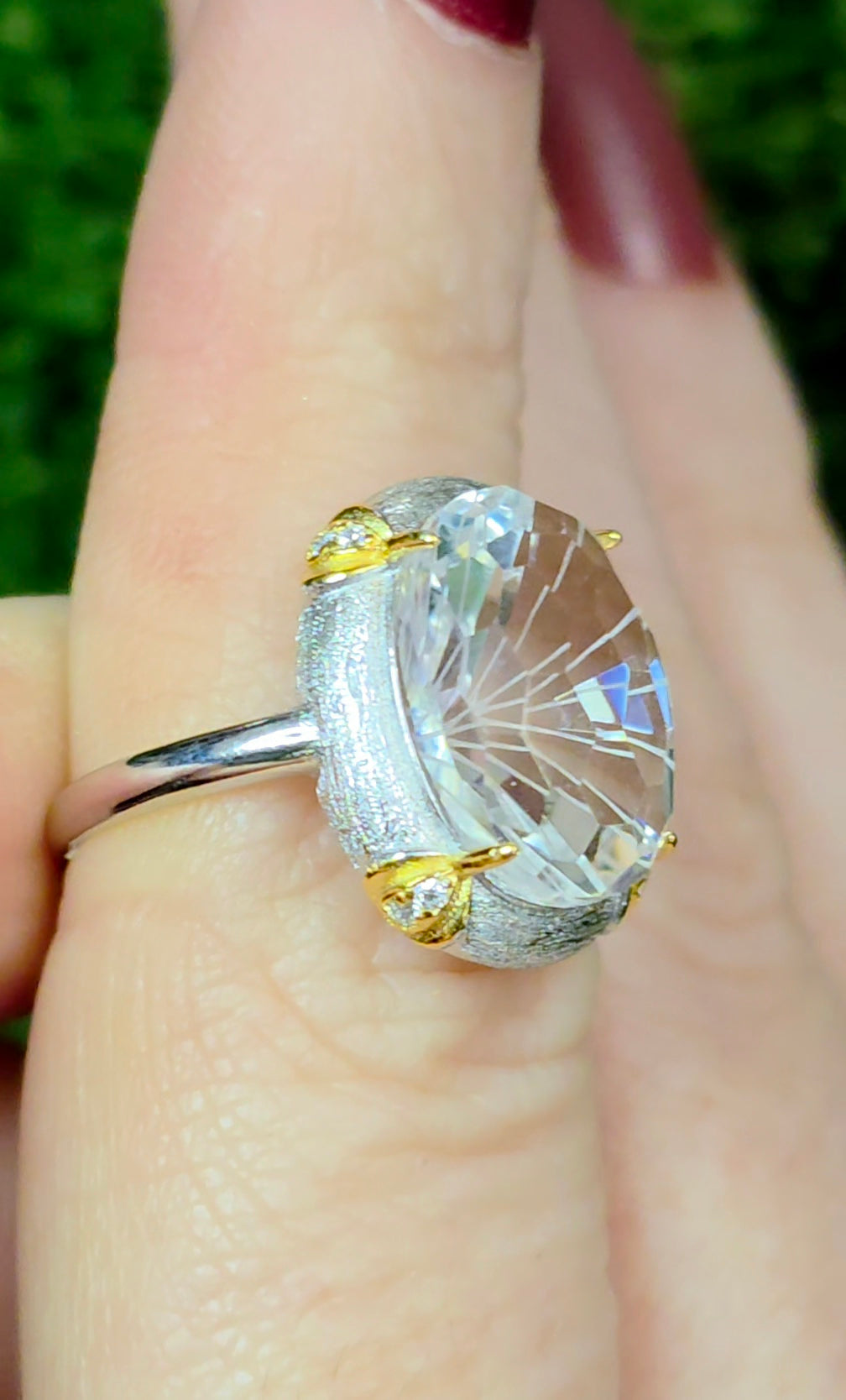 Clear Quartz Star Cut Ring