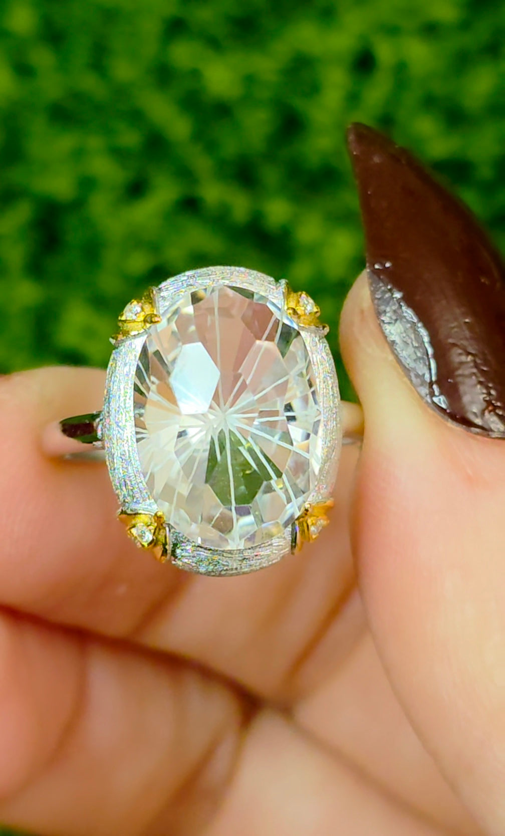 Clear Quartz Star Cut Ring