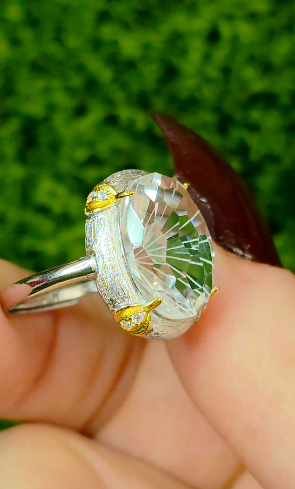 Clear Quartz Star Cut Ring