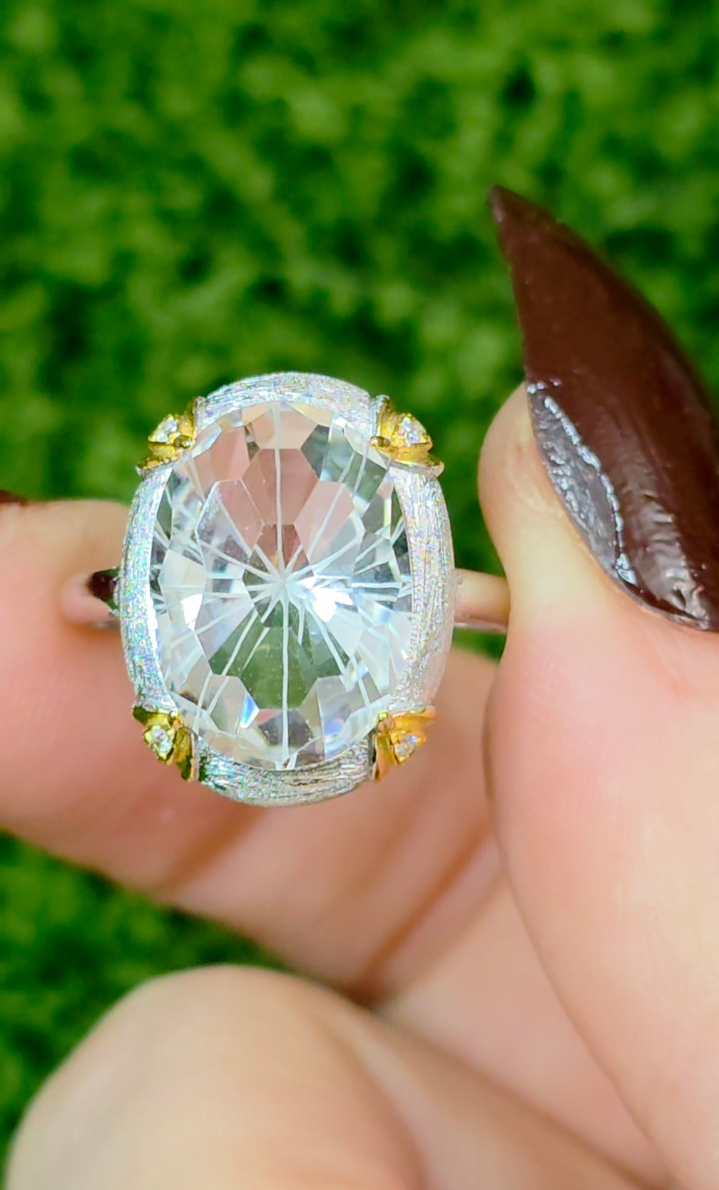 Clear Quartz Star Cut Ring