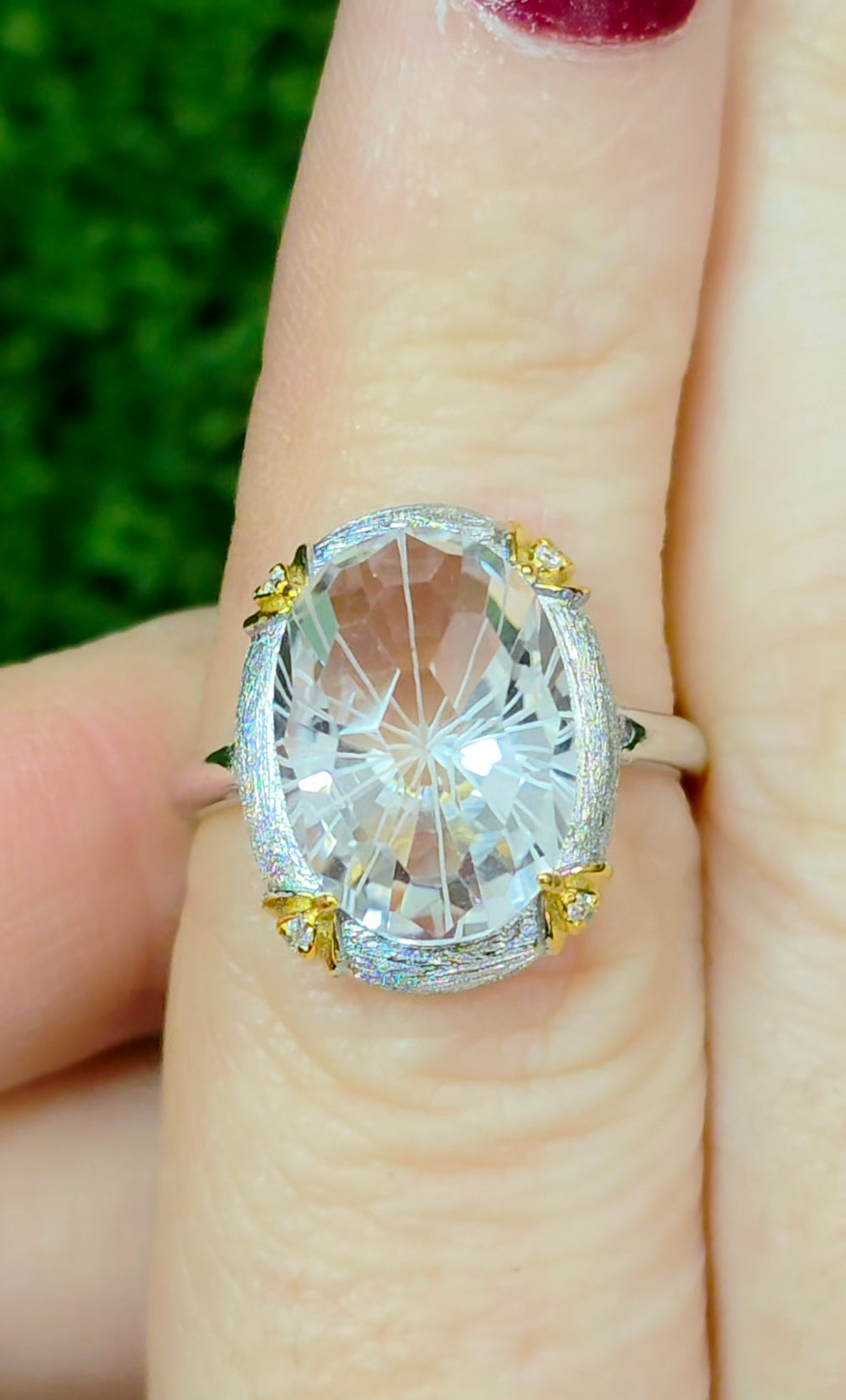 Clear Quartz Star Cut Ring