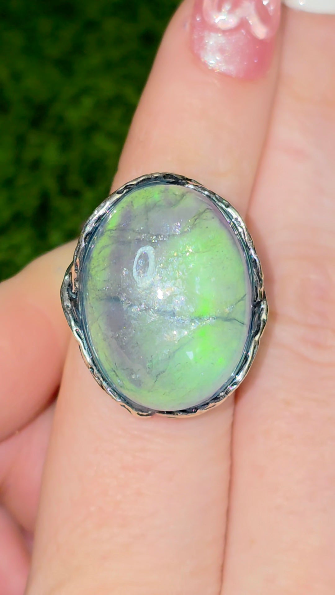 Green Flash Aquamarine Ring