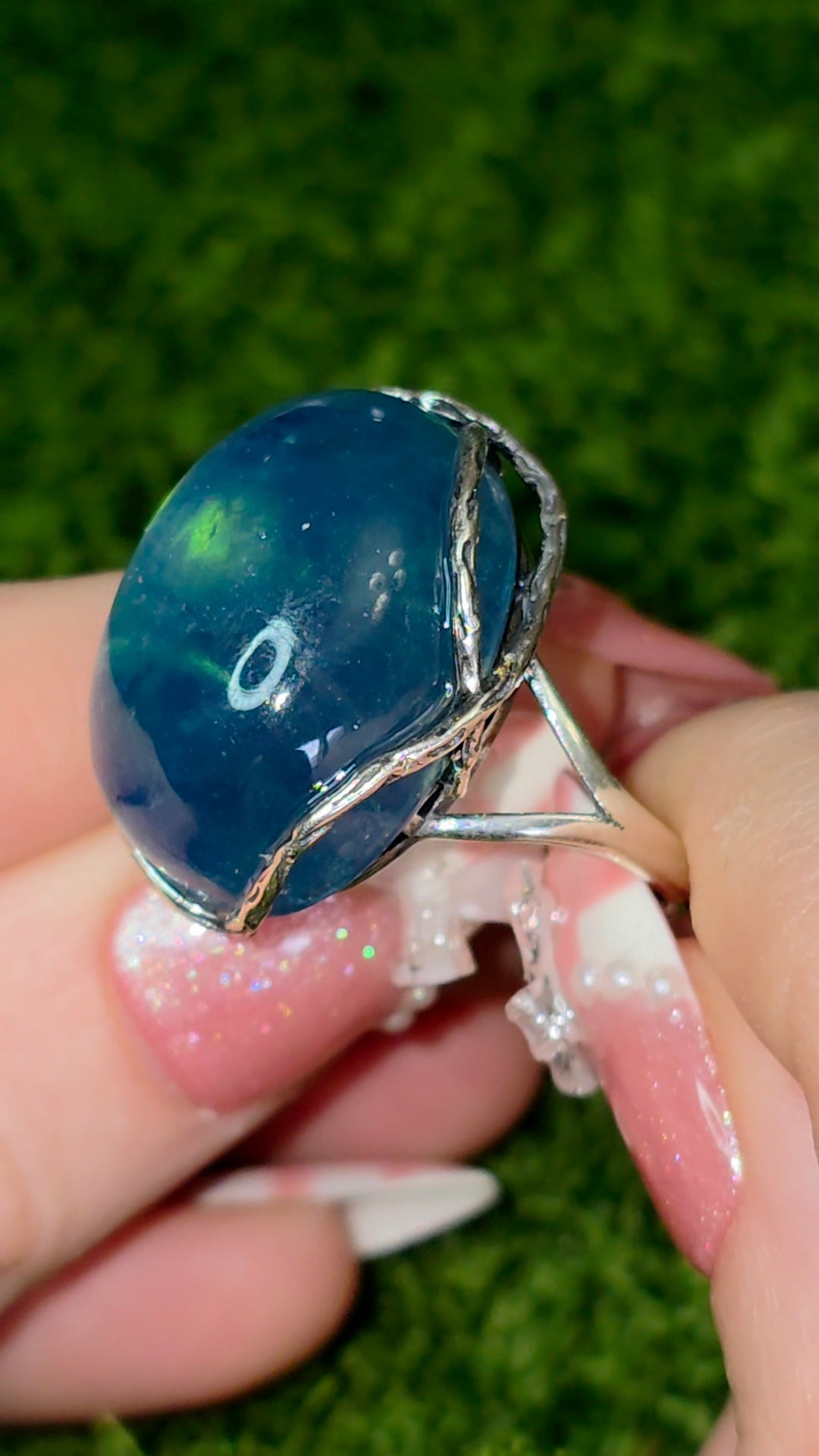 Green Flash Aquamarine Ring