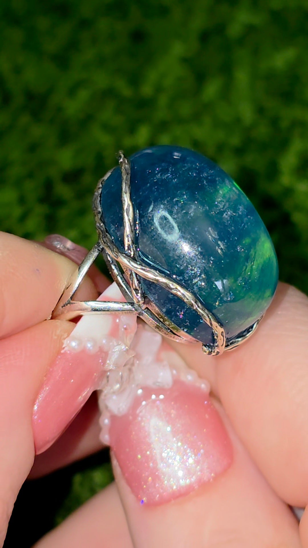 Green Flash Aquamarine Ring