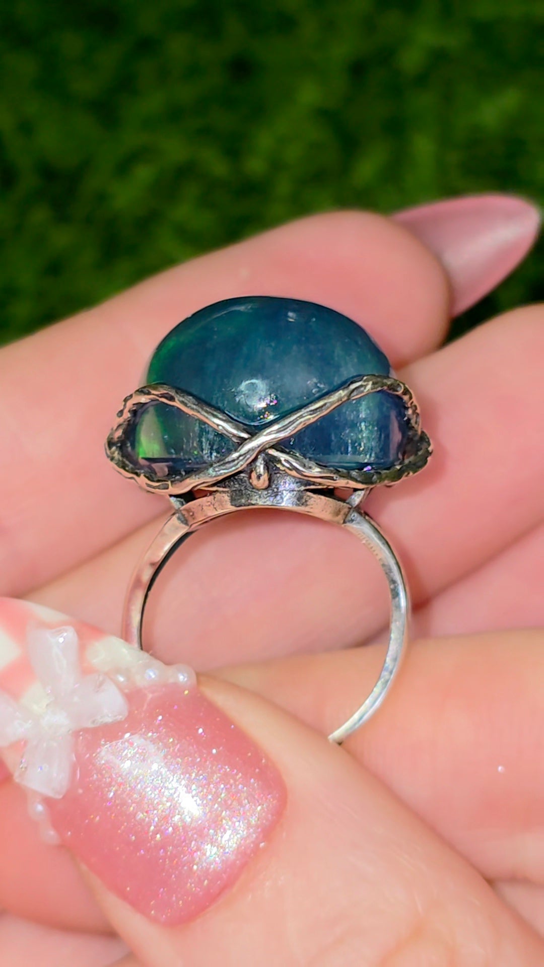 Green Flash Aquamarine Ring
