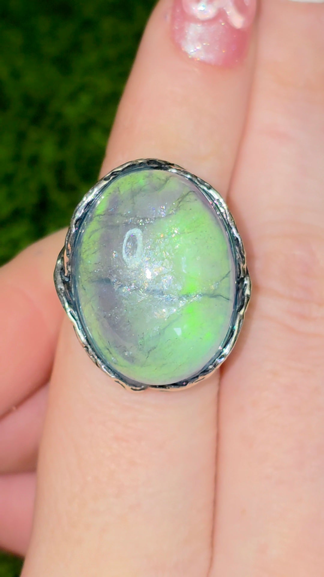 Green Flash Aquamarine Ring