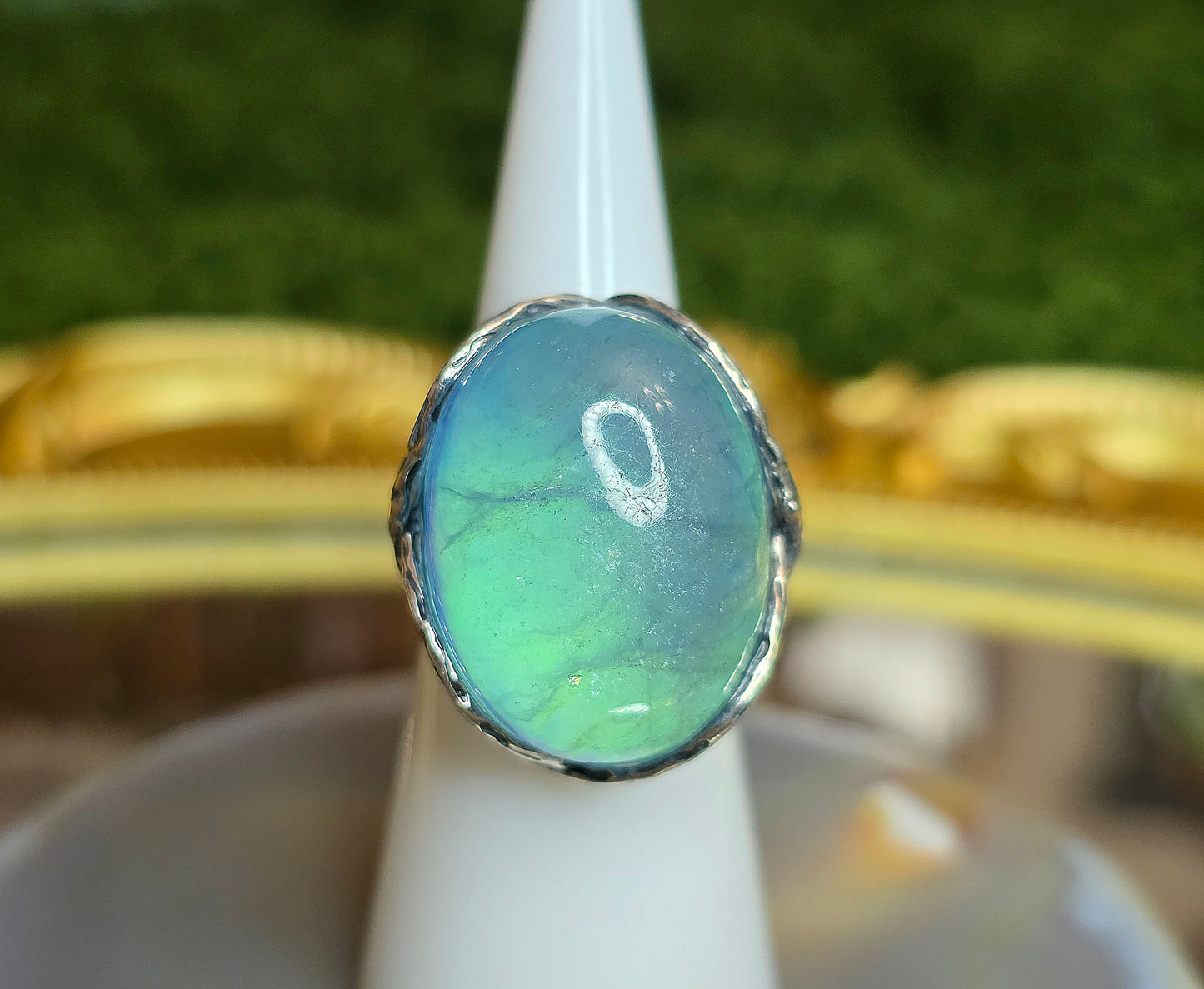 Green Flash Aquamarine Ring